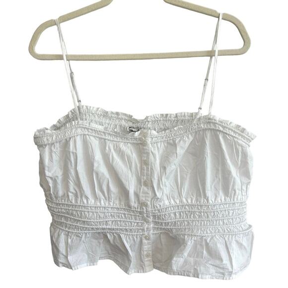 NWT Madewell Smocked Button-Front Top in Poplin In White Size XL - Picture 3 of 6